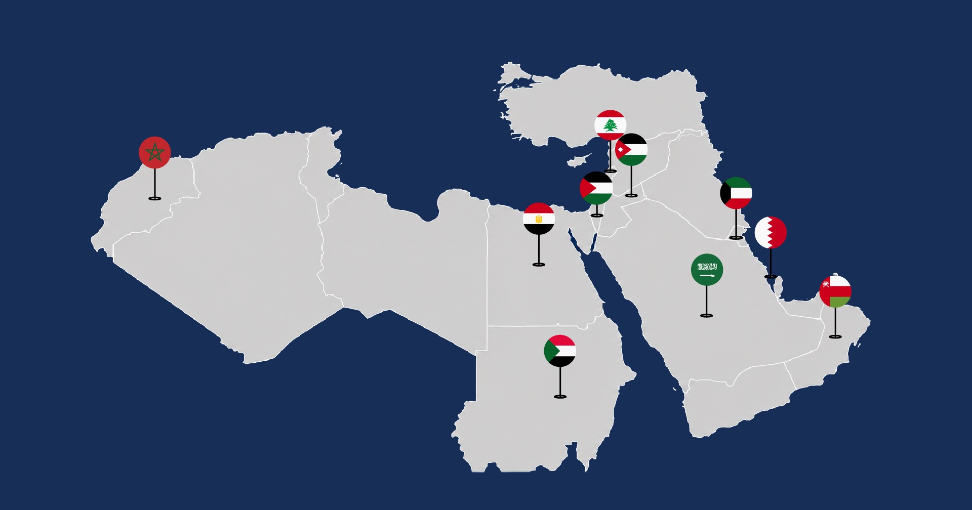 Interactive map of AOU branches across Arab region